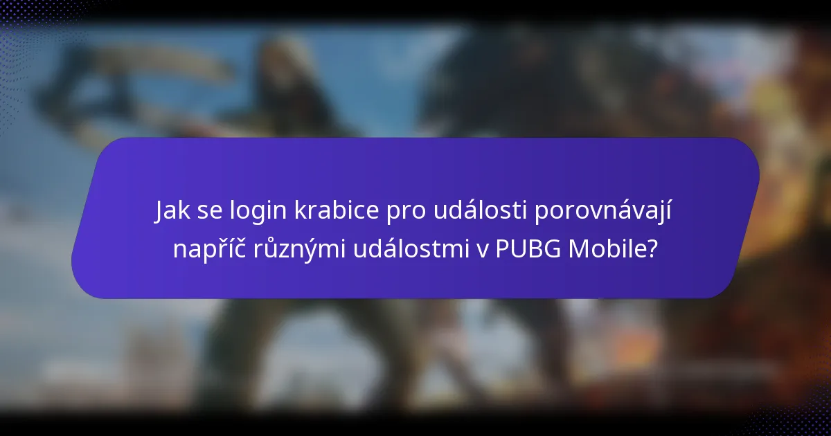 Jak se login krabice pro události porovnávají napříč různými událostmi v PUBG Mobile?