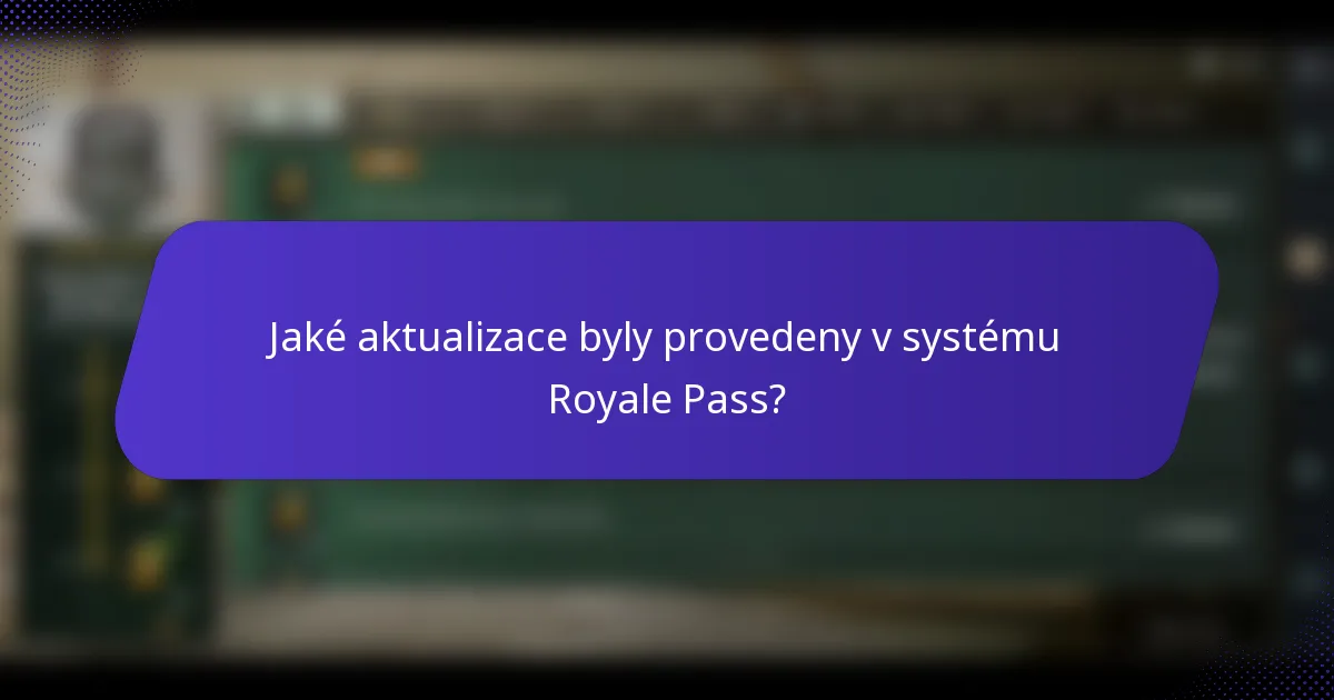 Jaké aktualizace byly provedeny v systému Royale Pass?