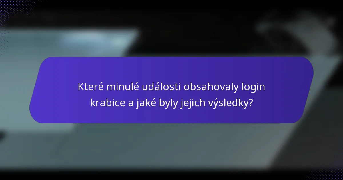 Které minulé události obsahovaly login krabice a jaké byly jejich výsledky?